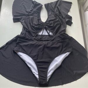 Shein Black swim dress 2 piece set